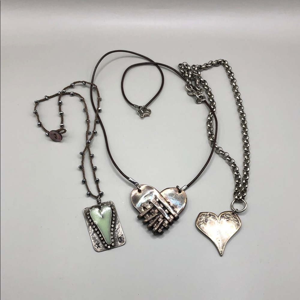 Artisan handmade rustic boho romantic hearts pendant necklaces free spirit
